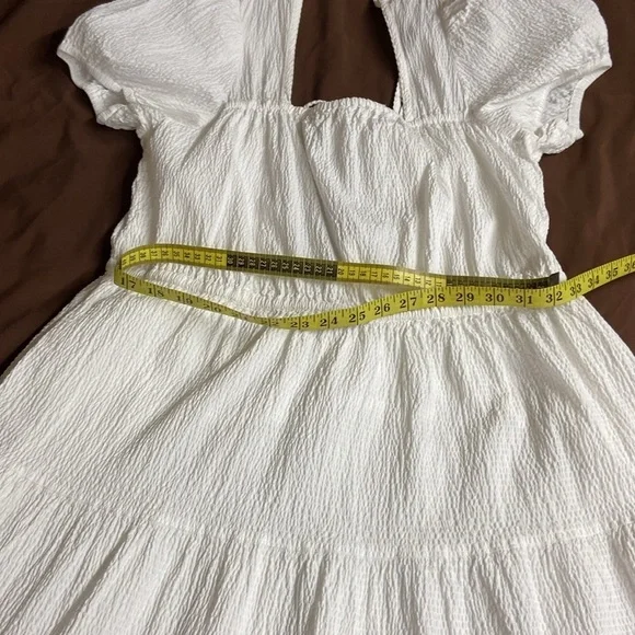 & Other Stories Women’s White Elastic Puff Sleeve ,Tie Back,Midi Dress.Size-US-M - Picture 7 of 12